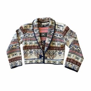 Vintage 90s Woven Southwestern Cropped Blazer - Size S